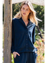 Load image into Gallery viewer, Rae Mode Button Front Lounge Cardigan Teal Navy

