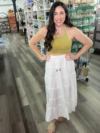 White Birch Boho Maxi Skirt White