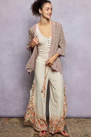 Pol Open-Knit Boho Cardigan with Relaxed Fit Caramel Almond