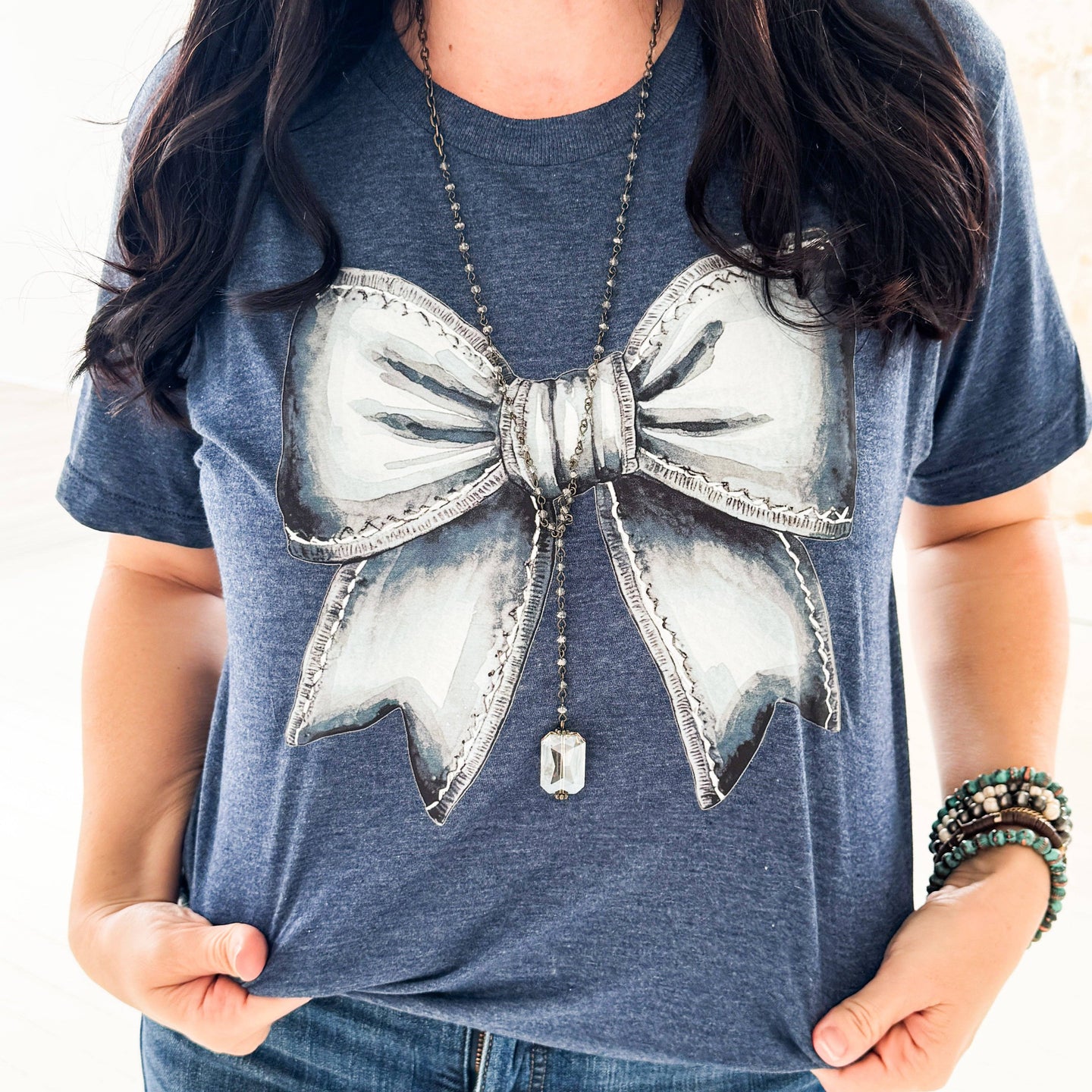 Festivitees - Denim Bow Graphic Tee