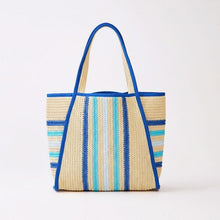 Load image into Gallery viewer, Straw Tote Bag With Multi Color Stripes

