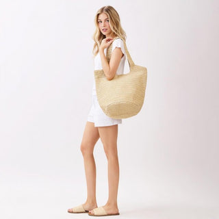 Round Bottom Woven Straw Tote Bag