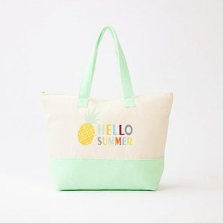 "Hello Summer" & Pineapple Print Terry Cloth Tote Bag