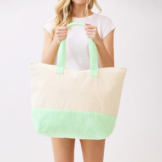 "Hello Summer" & Pineapple Print Terry Cloth Tote Bag