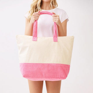 "Vacay Mode" Print Terry Cloth Tote Bag