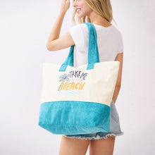 Load image into Gallery viewer, "Take Me To The Beach" Terry Cloth Tote Bag

