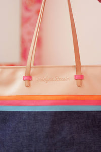 Jadelynn Brooke - Laptop Tote - Denim Print (Denim/Pink/Cream)