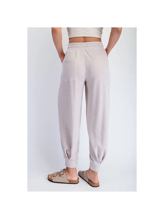 Rae Mode Waffle Knit Drawstring Jogger Pants Taupe