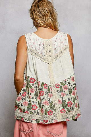 POL Floral Lace Trim Babydoll Tank – Easy, Breezy & Feminine
