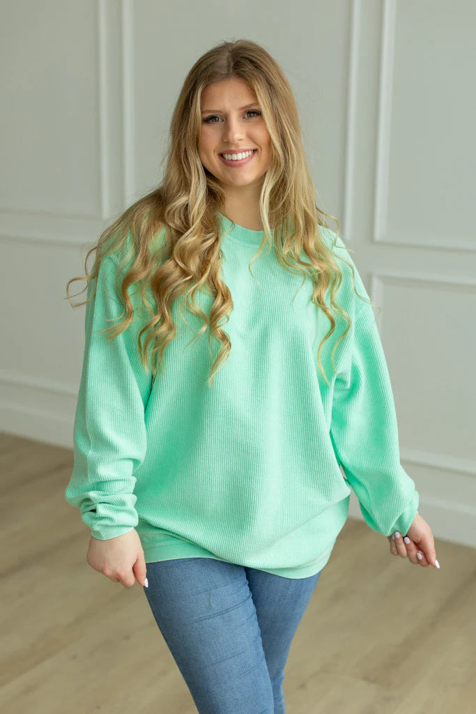 MOONRYDER Essential Luxe Corded Sweatshirt in Seaglass
