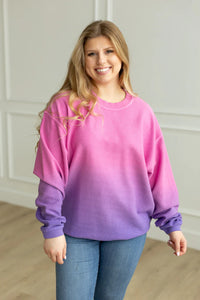 MOONRYDER Dip Dyed Corded Crew PInk/Purple