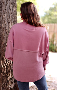 Ready or Not Waffle Quarter Zip – Dusty Rose