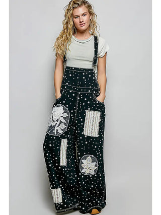 Pol - Floral Lace Patchwork Overalls