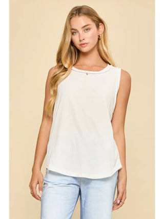 Andree by Unit Waffle Knit Sleeveless Tank Top- Ivory