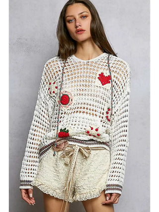POL - Handmade Granny Patch Thin Sweater Top