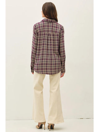 Be Cool - Plaid Flannel Shirt - Plum