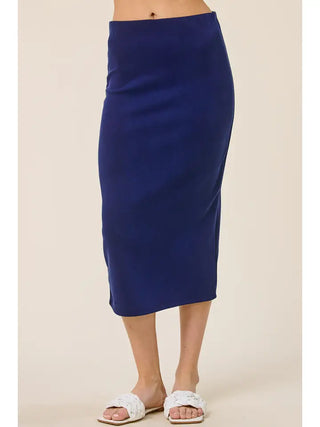 Charlotte Avery - Scuba Pencil Midi Skirt - Navy