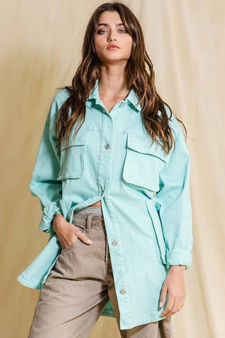 BUCKETLIST - Oversized Cargo Shacket - Mint