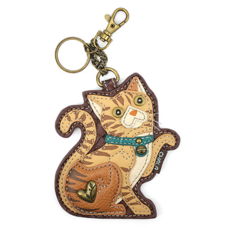 Key Fob/Coin Purse - Tabby Cat - orange