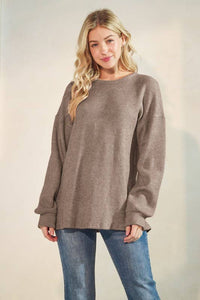 HEIMISH - PUFF SLEEVE SOLID SWEATER TOP