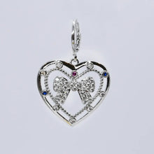 Load image into Gallery viewer, Treasure Jewels Big Heart Bow Charm In Silver &amp; Gold
