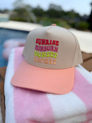 Apri26 Array - Judson - "Sunrise Sunburn Sunset Repeat" Baseball Cap