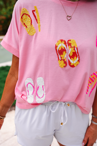 Flip Flop Fun Sequin Patch Top