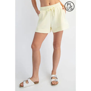 Rae Mode Scuba Pleat Casual Shorts | Boutique Athleisure Comfort - Lemonilla