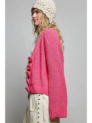 Pol Clothing - Long Sleeve Exaggerated Sweater Cardigan