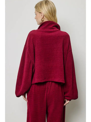 Charlotte Avery Cinch Waist Half Zip, Burgundy