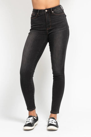 Judy Blue High Waist Tummy Control Skinny Jeans – Black Wash | Flattering Fit Denim