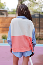 Load image into Gallery viewer, Jadelynn Brooke - Sunrise Stroll - Best Day Fleece Top (Periwinkle/CreamCoral)
