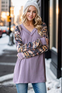 HEIMISH - SOLID URBAN RIBBED AND GEOMETRIC CONTRAST TOP