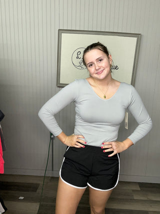 Rae Mode Accent Stripe Athletic Short - Black
