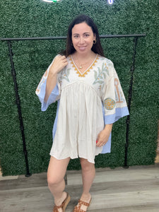 Easel Cream Embroidered Detailed Dress