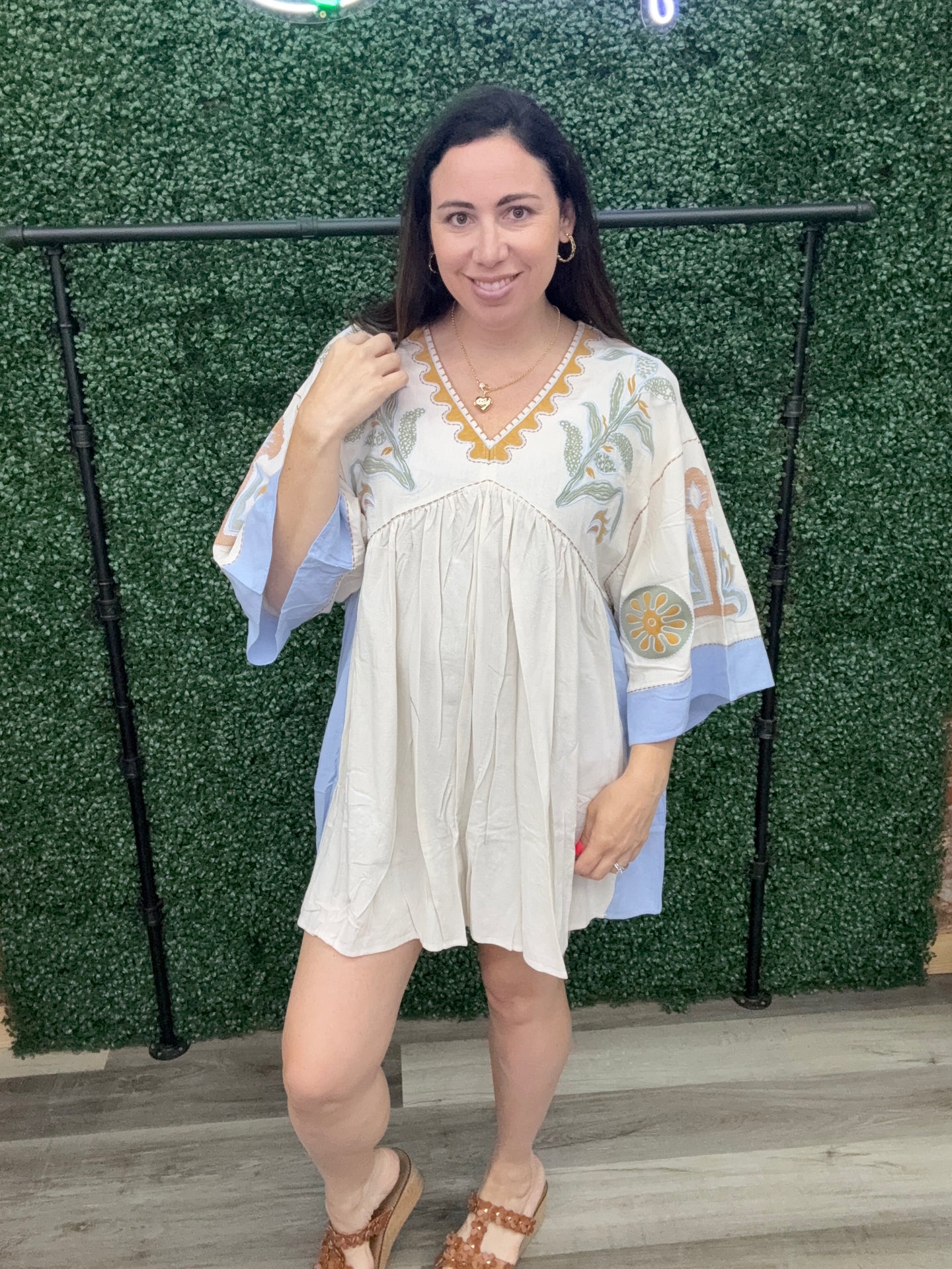 Easel Cream Embroidered Detailed Dress