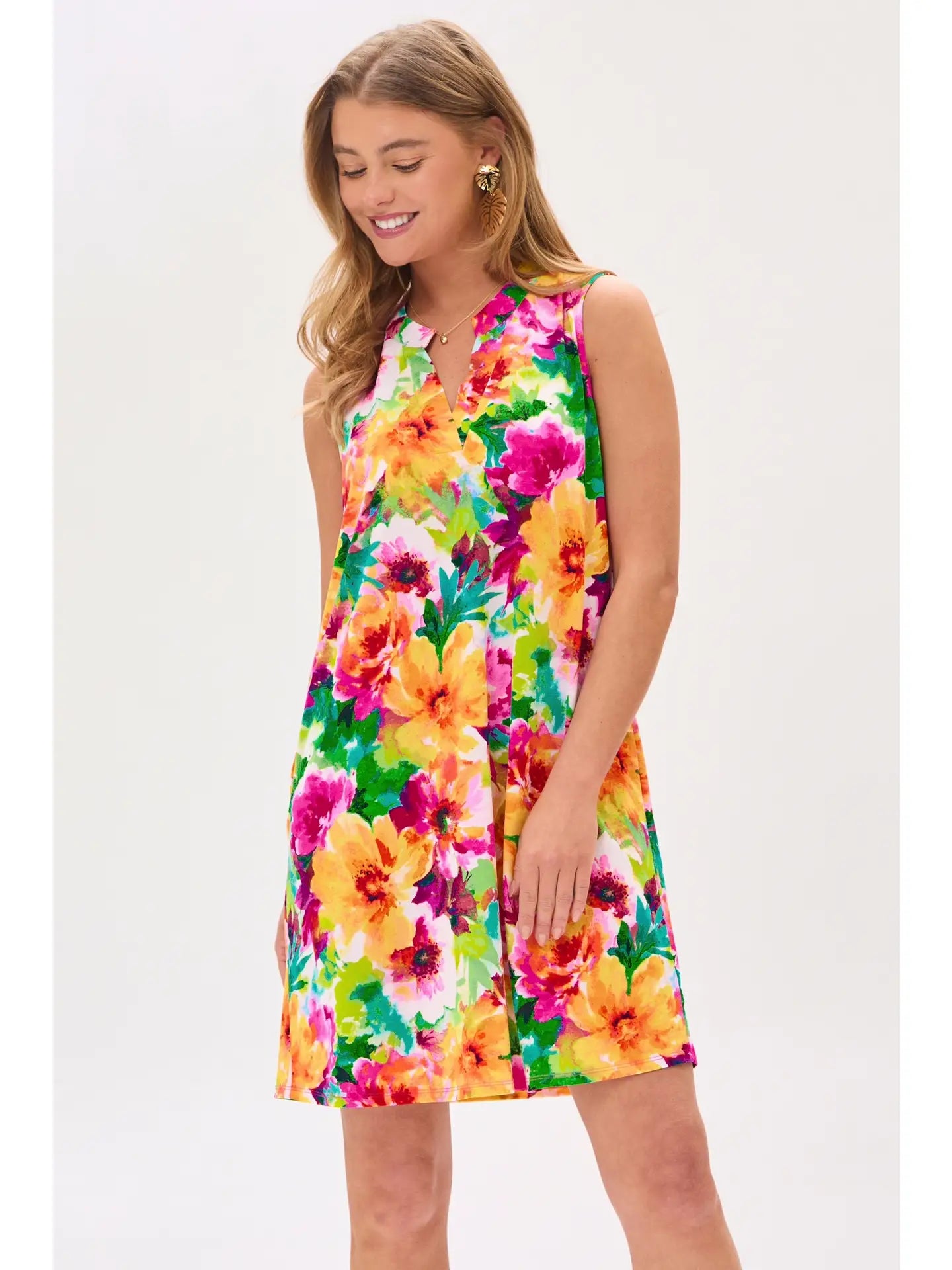 Dear Scarlett Dress Pink and Yellow Floral LIZ3TDRESS- C0060