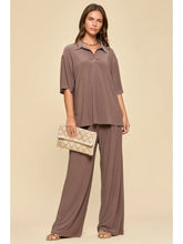 Load image into Gallery viewer, Dear Scarlett Relaxed Polo Top &amp; Wide-Leg Pant Set
