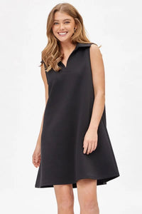 Dear Scarlett Scuba Collared Tank Dress Black TRV-CRUISEP