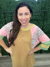 Load image into Gallery viewer, Easel Floral Colorblock Sweatshirt Dress
