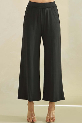 UltraCozy Peach Skin Wide Leg Pants - Black