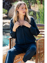Load image into Gallery viewer, Rae Mode Button Front Lounge Cardigan Teal Navy
