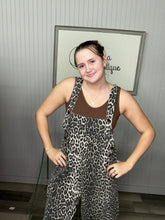 Load image into Gallery viewer, Easel Cheetah print denim overalls
