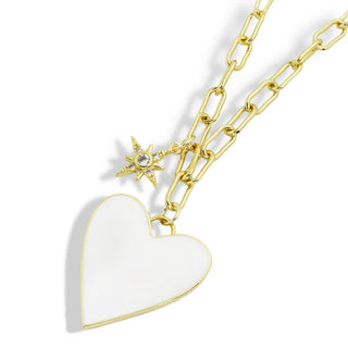 Treasure Jewels - Enamel Heart/Star Necklace White