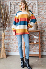 Load image into Gallery viewer, HEIMISH - LONG PUFF SLEEVE ROUND NECK STRIPE TOP
