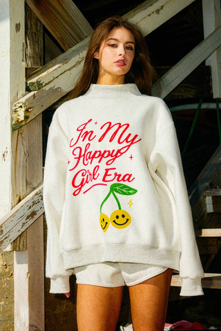 BUCKETLIST INC - IT2594-HAPPYGIRL | 'In My Lucky Girl Era' Print Sweatshirt