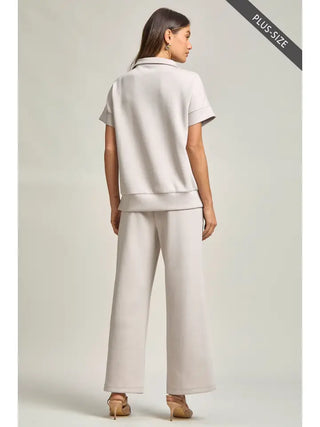 Dear Scarlett – Plus Size Quarter Zip Modal Wide Leg Pant