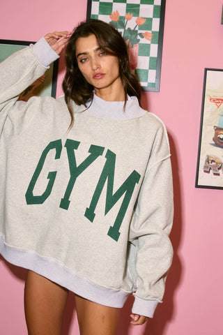 BUCKETLIST INC -'GYM & BED' Print Reversible Mockneck Sweatshirt IT2594-GYM