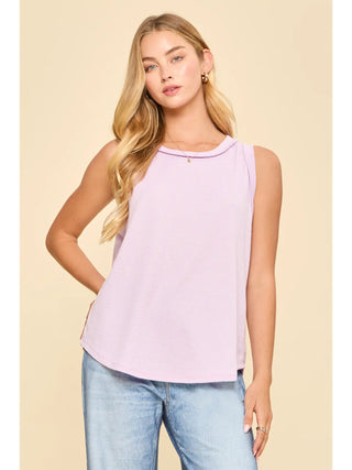 Andree by Unit Waffle Knit Sleeveless Tank Top- Lilac