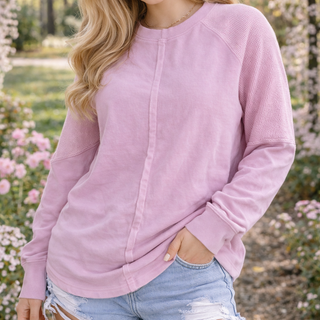 Jady K Waffle Sleeve Raglan Top